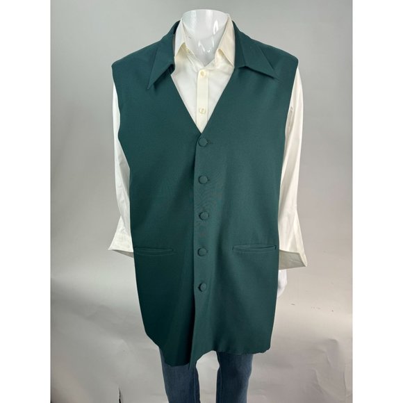 Giorgio B Tunic Vest With Collar Size 48 Green Polyester Fabric Covered Buttons - Picture 10 of 16